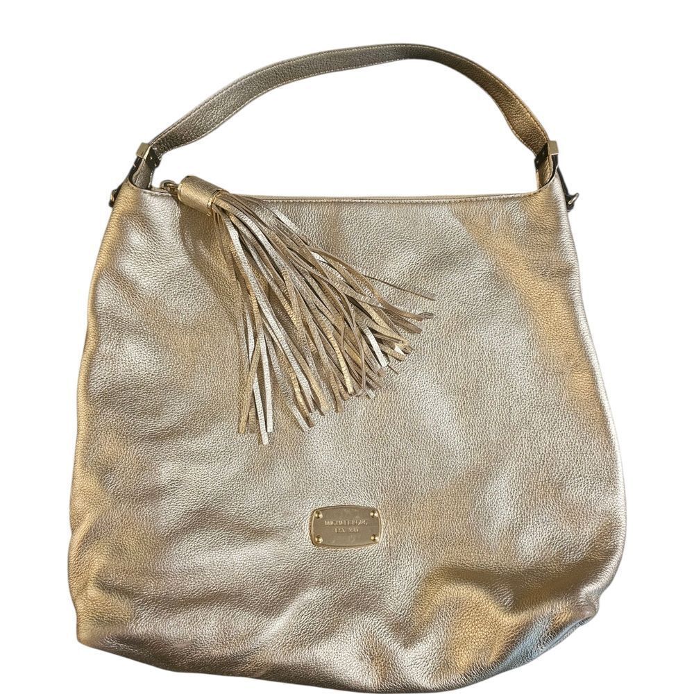 Michael Kors Gold Metallic Shoulder Bag with Tassel